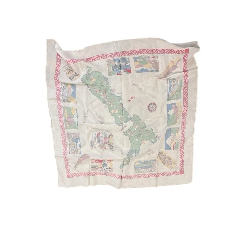 Map of New Zealand Fabric Pattern w/ Landmarks‎